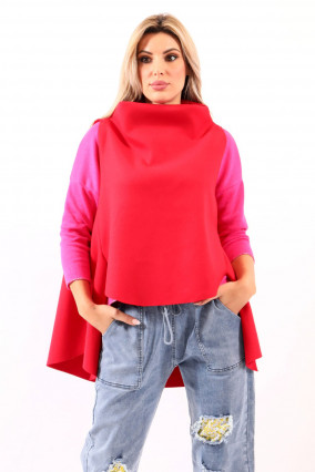 Red sleeveless cape