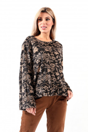 Black floral print jumper