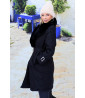 Black synthetic fur lined trench coat
