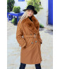 Camel synthetic fur lined trench coat