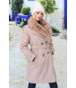 Beige synthetic fur lined trench coat