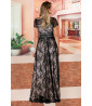 Black and beige lace evening dress