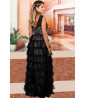 Lace dress with tulle flounces