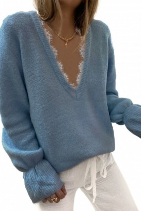 Maglione in maglia blu