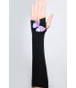 Pair of black mittens with bow