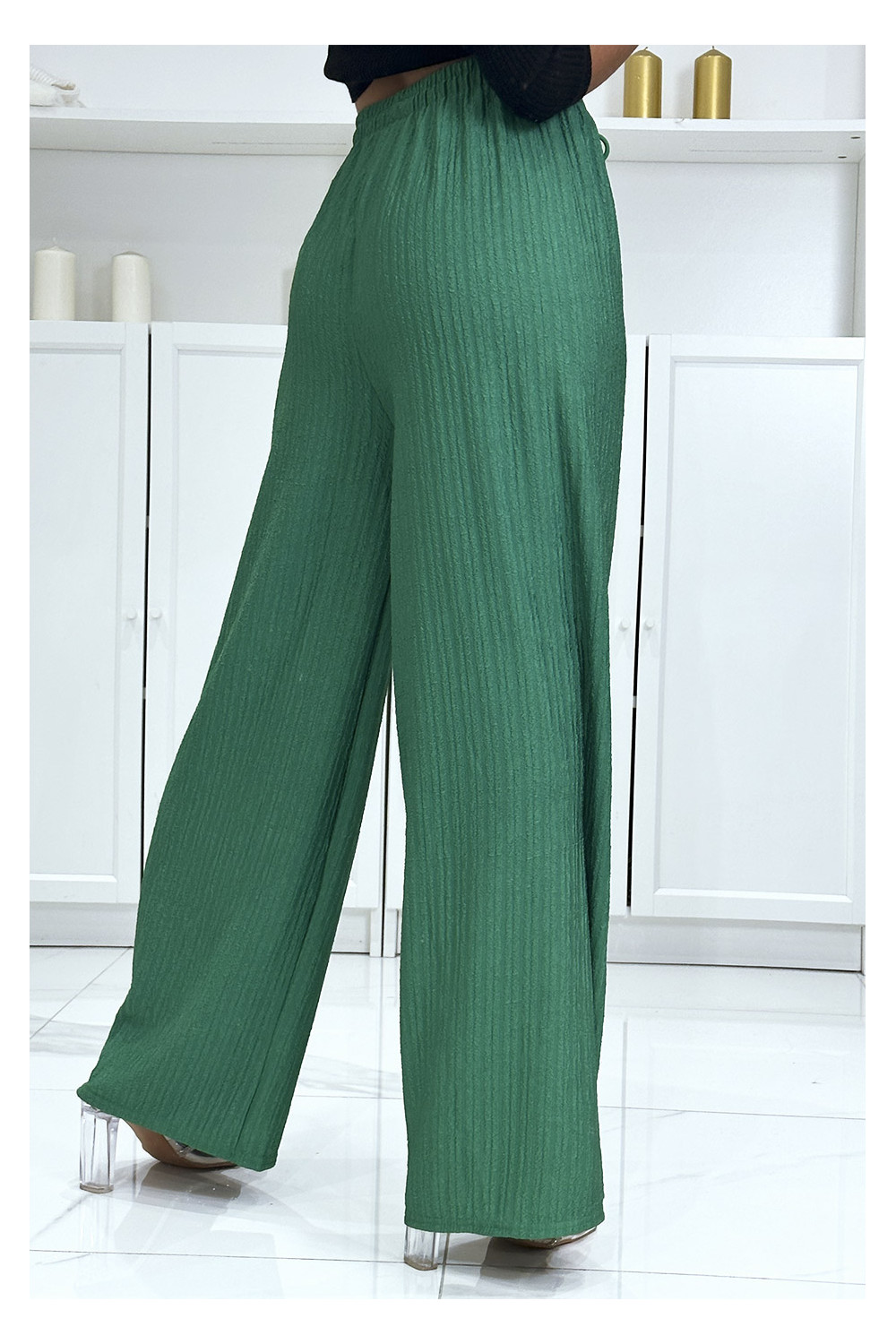 Trendy and chic green palazzo pants