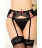 Veil and lace thong and suspender belt set
