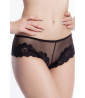 High-leg shorty in voile and lace black