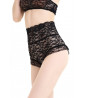 High waist shaping thong in mixed lace, black