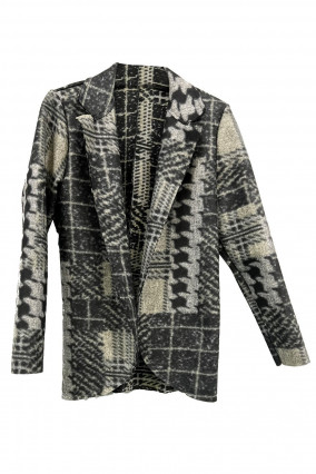 Grey and black jacket with abstract pattern