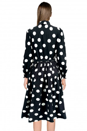 Black dress with white polka dots vintage style