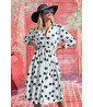 Vintage style black polka dot white dress