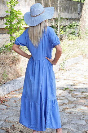 Vestido azul de algodón suelto