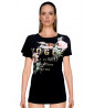 T-shirt nera con stampa floreale