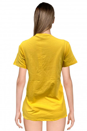 Camiseta amarilla estampado flores