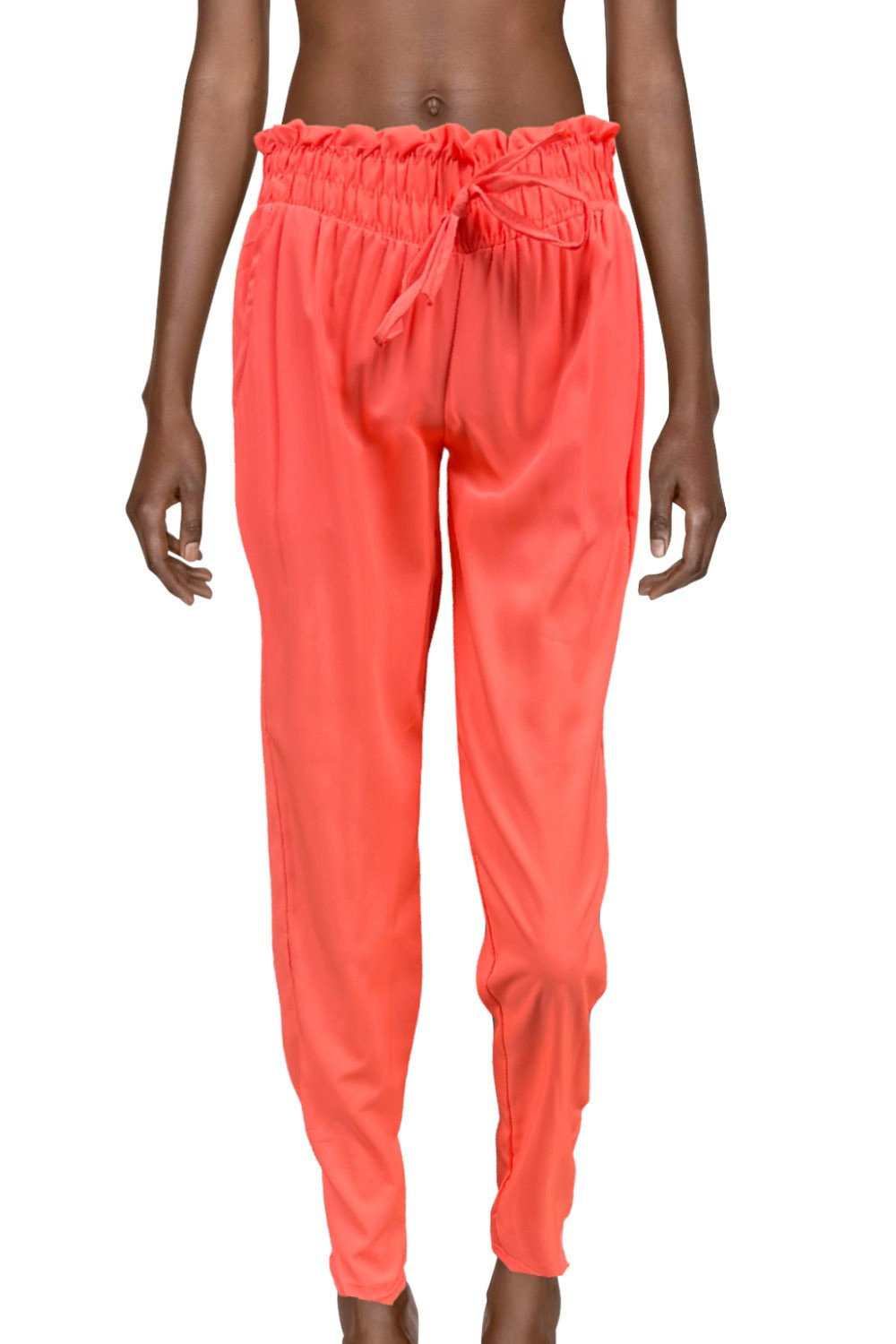 Pantalón fluido naranja flúor - e-shop moda mujer