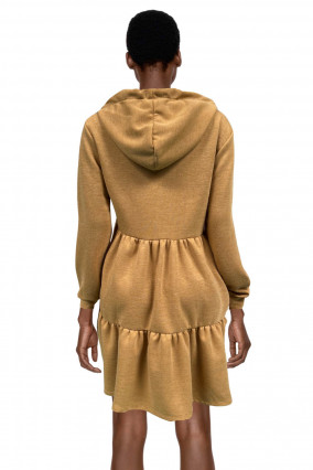Mustard hooded sweater dress
