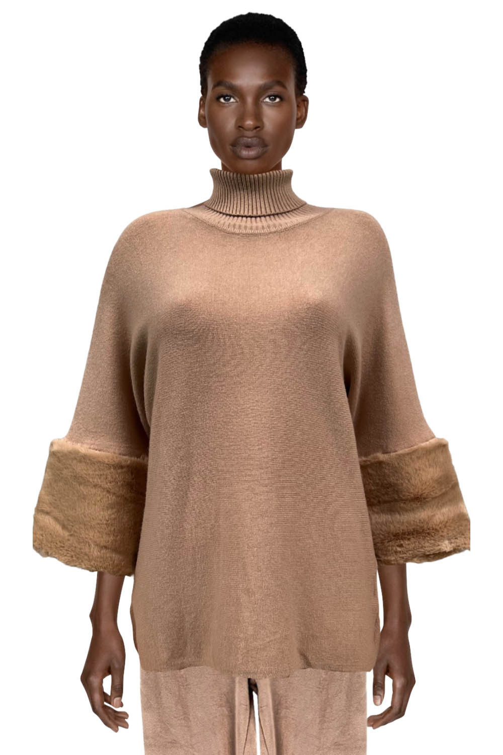 Sweater with fur sleeves
