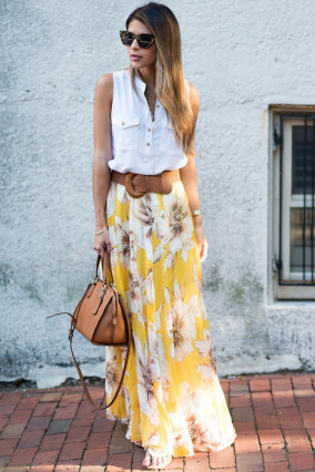 Yellow floral beach skirt