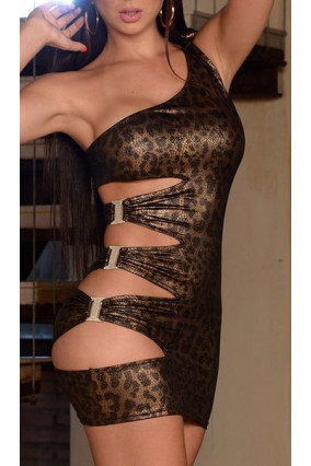 Leopard print metal dress