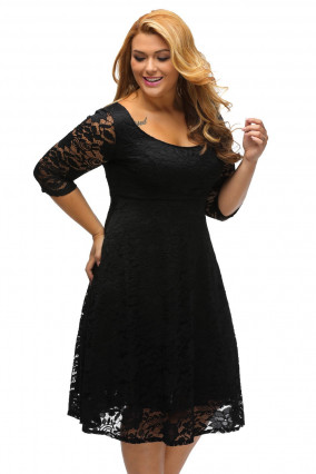 Black lace dress 3/4 sleeves