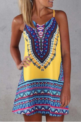 Yellow aztec dress