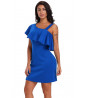 Short blue dress with ruffle