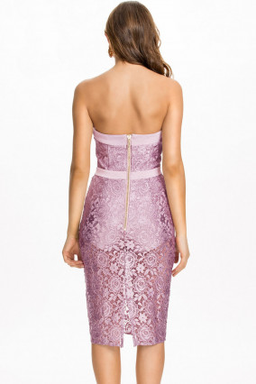 Purple lace strapless dress