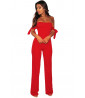 Strapless red jumpsuit