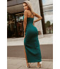 Pleated maxi dress with side slit