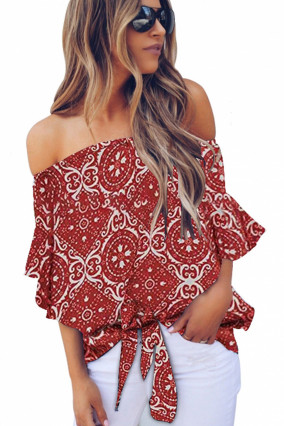 Loose fit red blouse