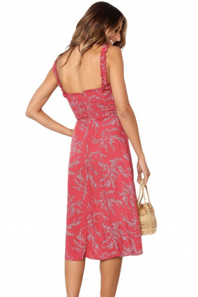 Red floral summer dress