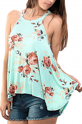 Turquoise floral pattern top