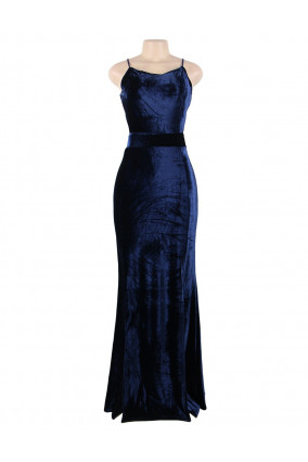 Long cut blue velvet dress