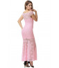 Long pink lace dress