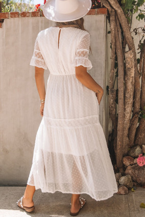 White long dress with short sleeves