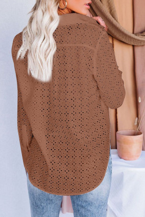 Shirt with brown eyelets