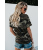 Green camouflage print t-shirt