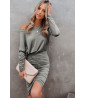 Gray green dress with long sleeves