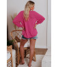 Long-sleeved fuchsia sweatshirt with a dropped shoulder