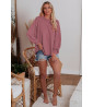 Old pink long-sleeved sweatshirt with one dropped shoulder
