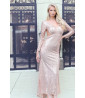 Champagne sequined evening dress