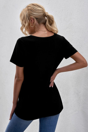 T-shirt noir imprimé - Mode féminine - Prêt-à-porter féminin été