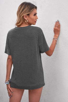 T-shirt graphique gris à manches courtes