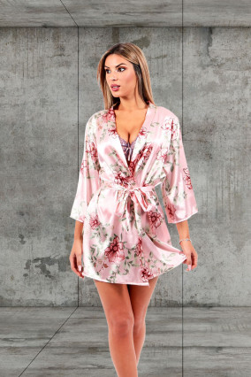 Pink satin dressing gown