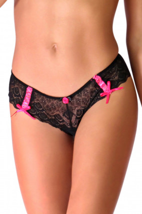 Black and pink lace thong