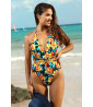 Multicolored printed one-piece swimsuit