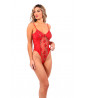 Red bodysuit with butterfly embroidery