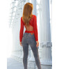 Long-sleeved red bodysuit