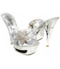 Silver shoes With rhinestone flower